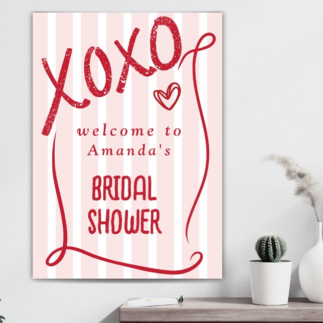 Poster XOXO Hand Drawn Pink Bridal Shower Welcome (Criador carregado)
