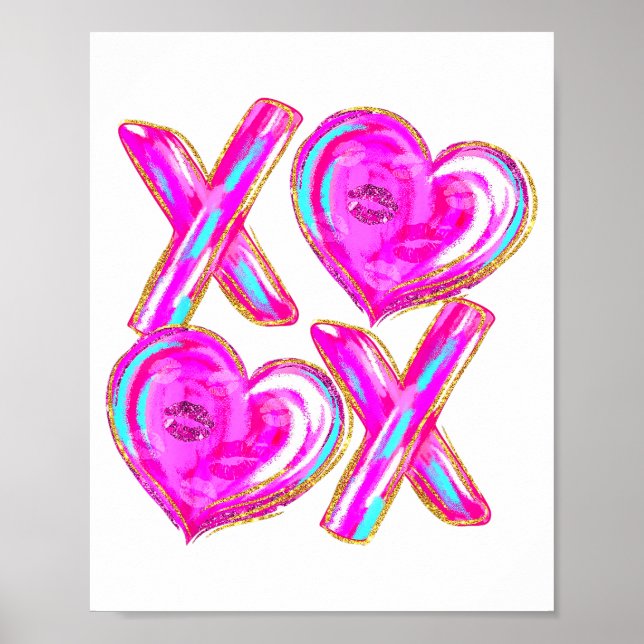 Poster Xoxo Hearts Valentine's Day Women Girls Vday  (Frente)
