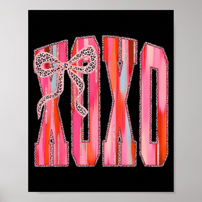 Poster Xoxo Leopard Bow Funny Valentine's Day Coquette Nk (Frente)
