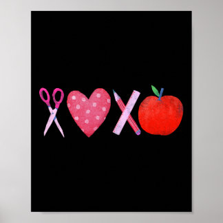 Poster Xoxo Teacher Valentine's Day Pencil And Apple 1