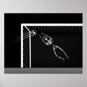 PÓSTER XRAY SKELETON SOCCER GOALIE BRANCO PRETO