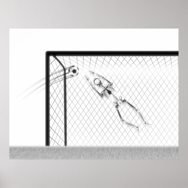 PÓSTER XRAY SKELETON SOCCER GOALIE BRANCO PRETO (Frente)