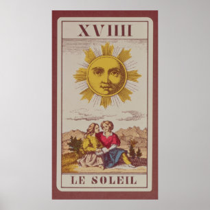 Poster XVIIII Le Soleil, cartão de tarot francês do Sun