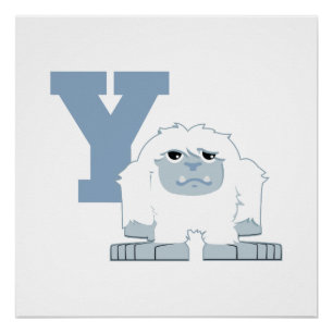 Póster Y é para Yeti Cute Cartoon Yeti Monster
