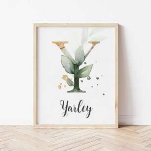 Poster Y - Letra Monograma - Nome de Enfermeiro Greenery 