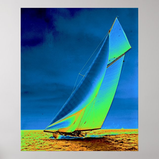 Poster Yacht Columbia 1901 Colorizado (Frente)