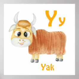 Poster Yak personalize ABC: Carta Y - Adicionar seu nome