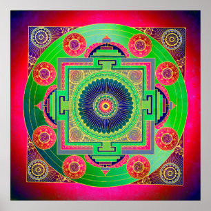 Póster YANTRA - roda do excelente - rosa verde