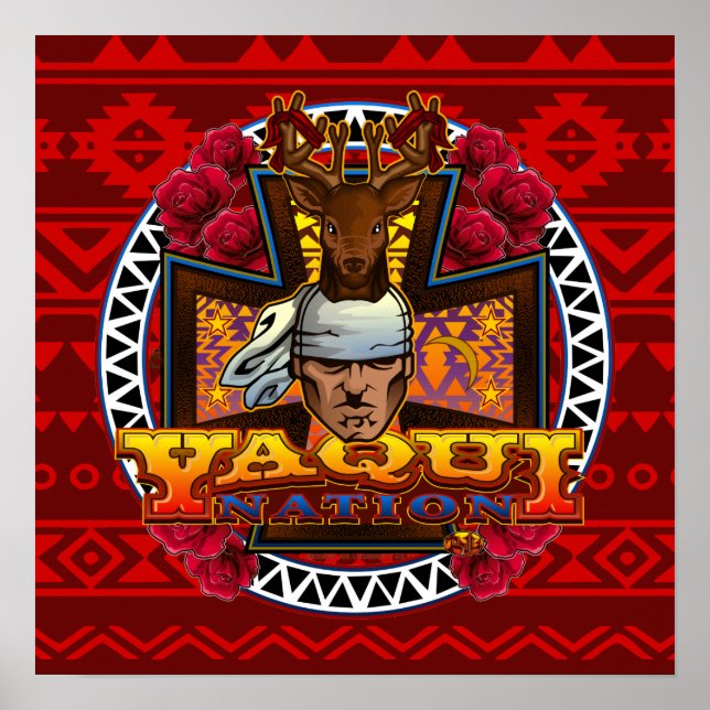 Póster Yaqui Deer Dancer design a vermelho (Frente)
