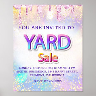 Poster Yard Sale PINK Drives Holographic Home Personaliza