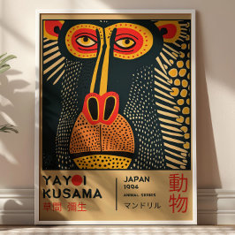 Poster Yayoi Kusama Art Mandrill Illustration Exhibition 