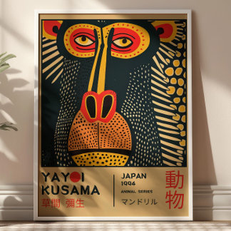 Poster Yayoi Kusama Art Mandrill Illustration Exhibition