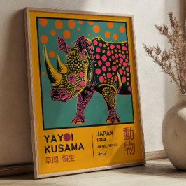Poster Yayoi Kusama Retro Rhino Illustration Exhibition
