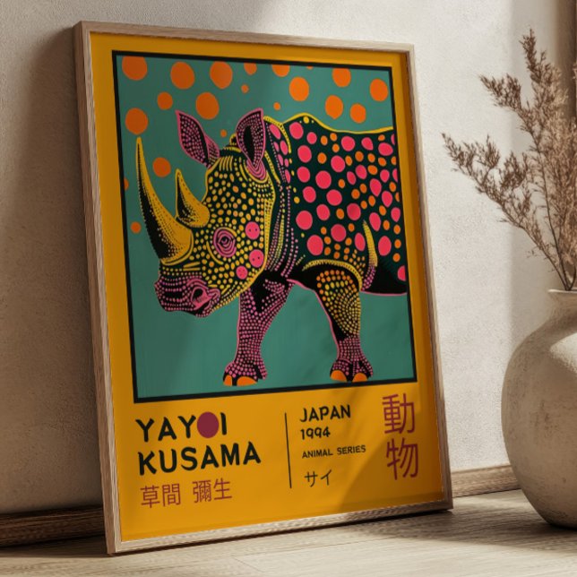 Poster Yayoi Kusama Retro Rhino Illustration Exhibition (Criador carregado)