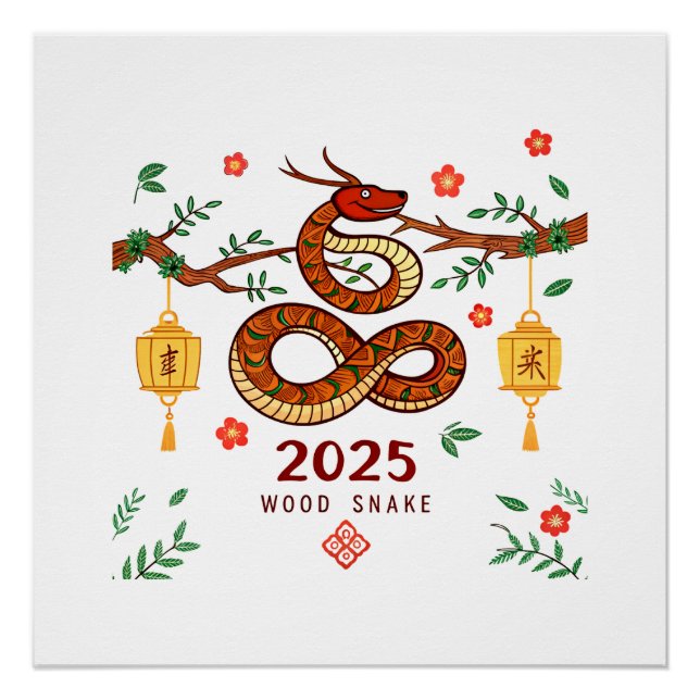 Póster Year 2025 Wood Snake. Chinese horoscope  (Frente)