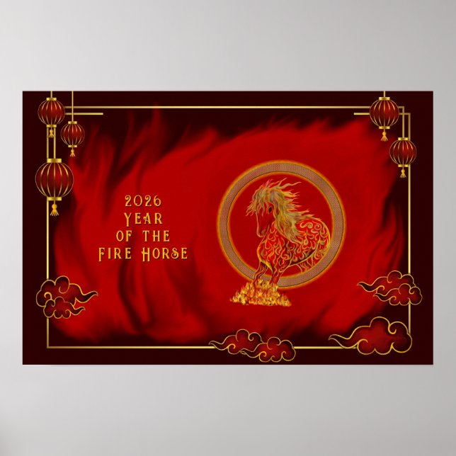 Poster Year of the Fire Horse , Happy Lunar New Year (Frente)