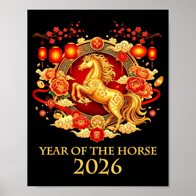 Poster Year Of The Horse 2026 Chinese New Year Horse Lant (Frente)
