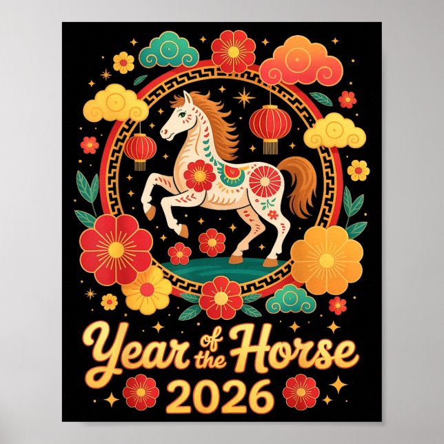 Poster Year Of The Horse 2026 Chinese New Year Men Women  (Frente)