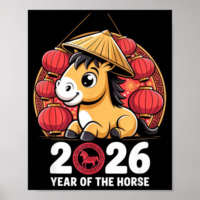 Poster Year Of The Horse 2026 Lunar New Year Chinese  (Frente)