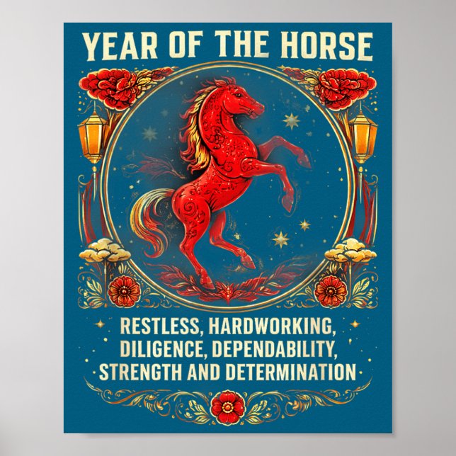 Poster Year Of The Horse 2026 Lunar New Year Chinese Men  (Frente)