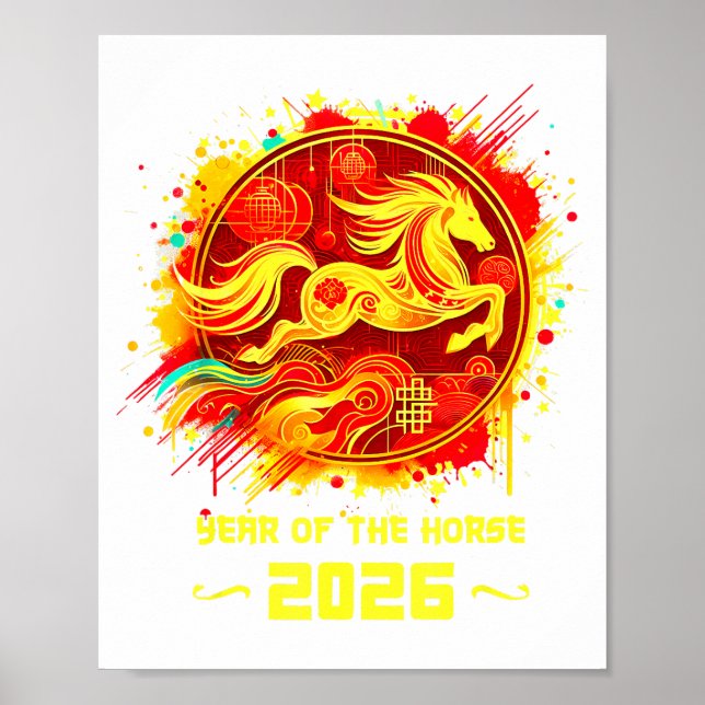 Poster Year Of The Horse 2026 Lunar New Year Chinese New  (Frente)