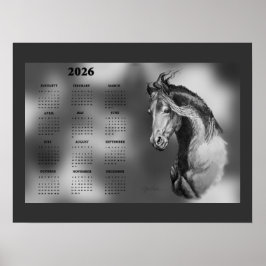 Poster Yearly Calendar Beautiful Stallion Horse