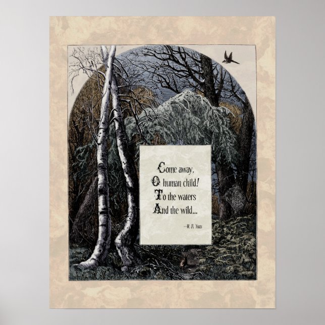 Poster Yeats "The Stolen Child" Poema de Arte Vitoriano 1 (Frente)