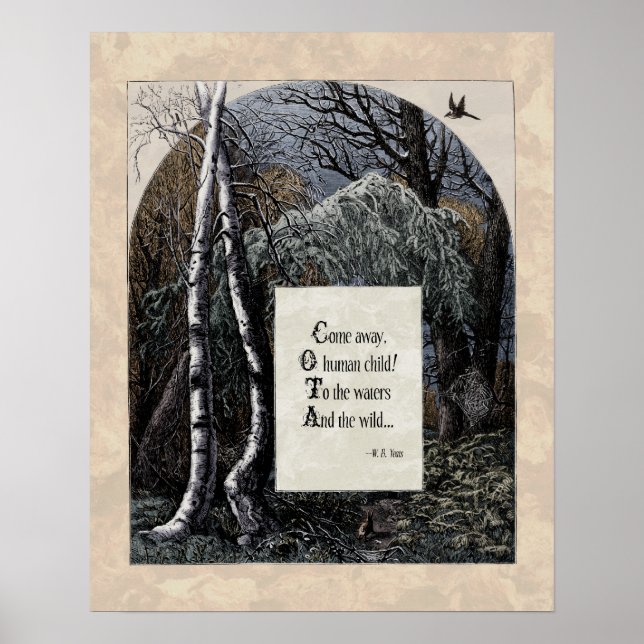 Poster Yeats "The Stolen Child" Poema de Arte Vitoriano 1 (Frente)