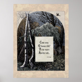 Poster Yeats "The Stolen Child" Poema de Arte Vitoriano 1