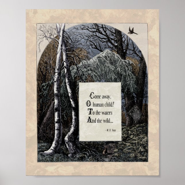 Poster Yeats "The Stolen Child" Poema de Arte Vitoriano 8 (Frente)