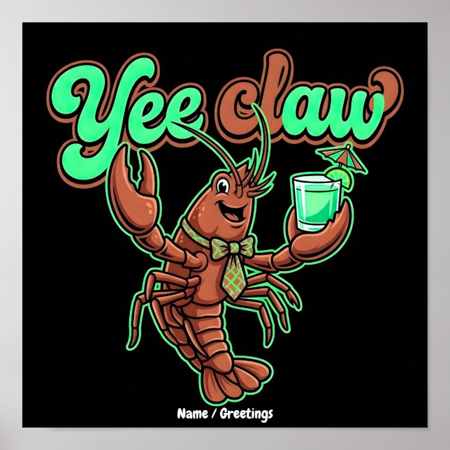 Poster Yee Claw Retro Lagostim Laço Cocktail Costeiro  (Frente)