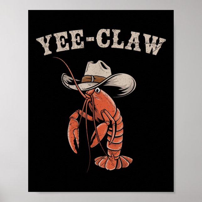 Poster Yee Crawfish Cowboy Meme Cajun Seafood Festiv (Frente)