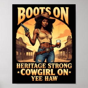 Poster Yehaw Cowgirl No Oeste Da América Africana Do Rode