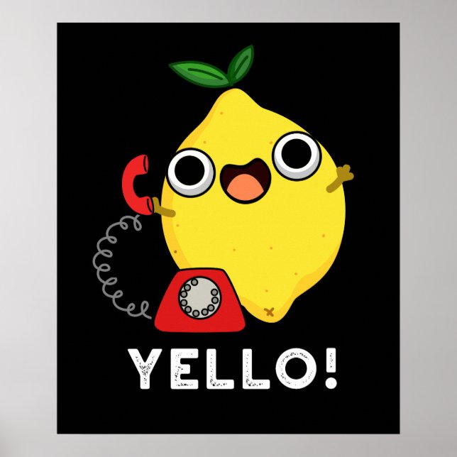 Poster Yello Funny Yellow Lemon Pun Dark BG (Frente)