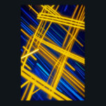 Poster Yellow Blue Neon Cyberpunk Abstract Light Trails<br><div class="desc">Transform your space with this electrifying abstract wall art. Inspired by cyberpunk aesthetics and the dynamic motion of light painting, this design features striking neon yellow and electric blue lines intersecting over a deep, dark background. It is the perfect statement piece for a gamer's den, a modern home office, or...</div>