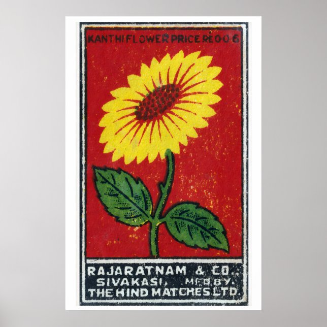 Poster Yellow FLower - Matchbox Print - Czech Wall Art (Frente)