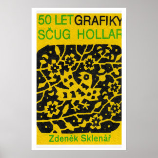 Poster Yellow Folk Pattern - Matchbox Print - Czech Wall