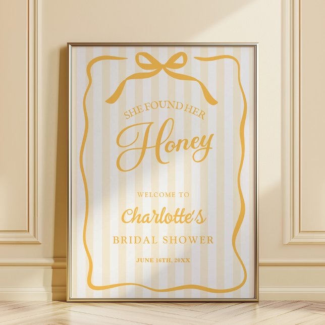 Poster Yellow Honey Bridal Shower Welcome Sign (Criador carregado)