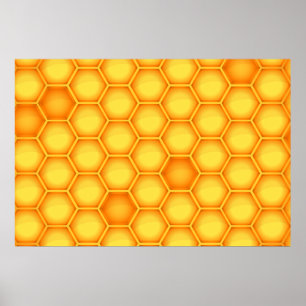 Póster Yellow Honeycomb Pattern