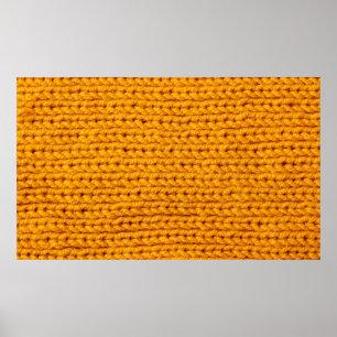 Poster Yellow knitted wool texture background pattern wit