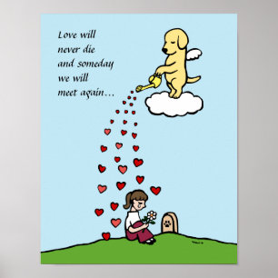 Póster Yellow Labrador Angel with Love Cartoon