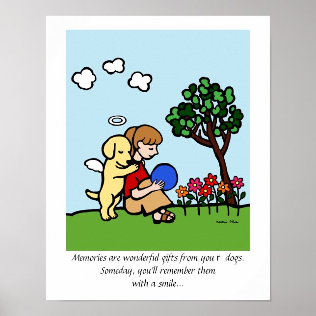 Póster Yellow Labrador Angel with Love Cartoon (Frente)