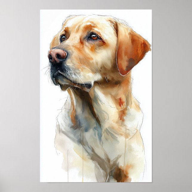 Poster Yellow labrador retriever watercolor (Frente)