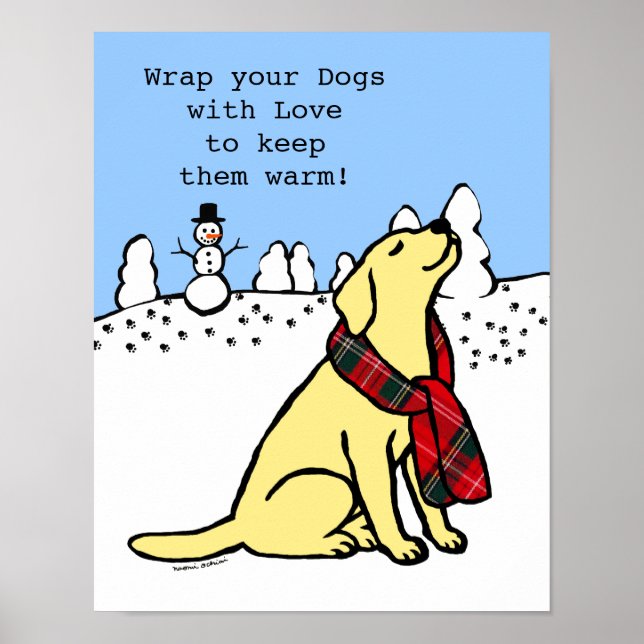 Póster Yellow Labrador Tartan Scarf (Frente)