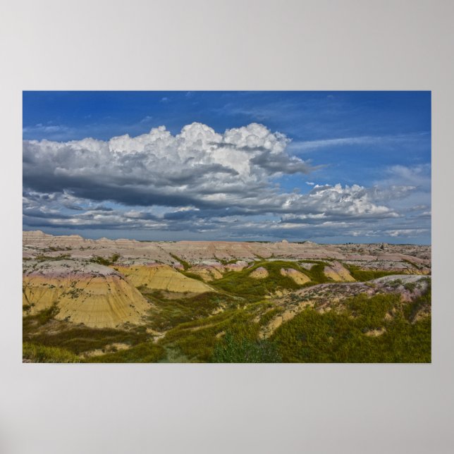 Poster Yellow Mounds Panorama, Parque Nacional das Badlan (Frente)