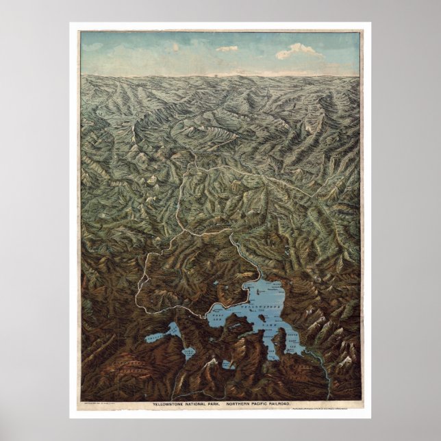 Póster Yellowstone do Pacífico norte 1895 (Frente)