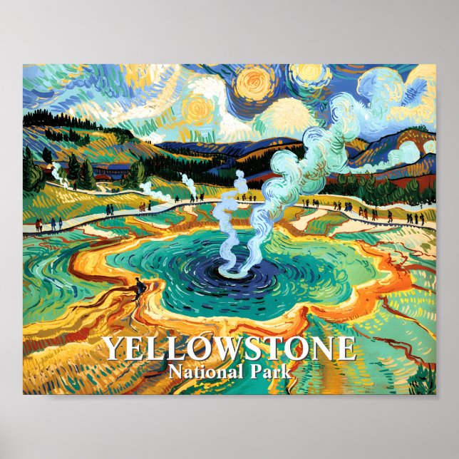 Poster Yellowstone Grand Prismatic Spring Van Gogh Person (Frente)