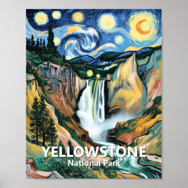 Poster Yellowstone Lower Falls Van Gogh Starry Night Art