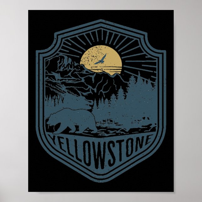 Poster Yellowstone National Park Bear Nature Saindo Outdo (Frente)