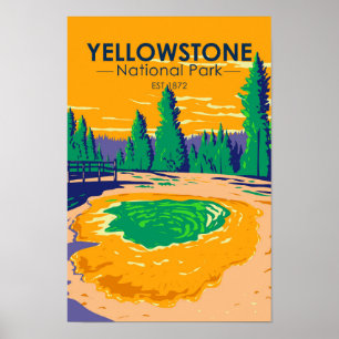 Poster Yellowstone National Park Morning Glória Piscina R